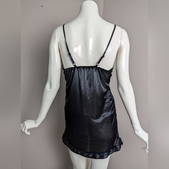 Vintage Black Lace Slip Dress Women’s XS/S Nylon Mini Adjustable Straps - Picture 7 of 8